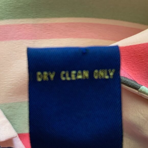 Charter Club Pink & Green Stripe 100% Silk Sleeveless Blouse Sz 12 #99J - Picture 8 of 8